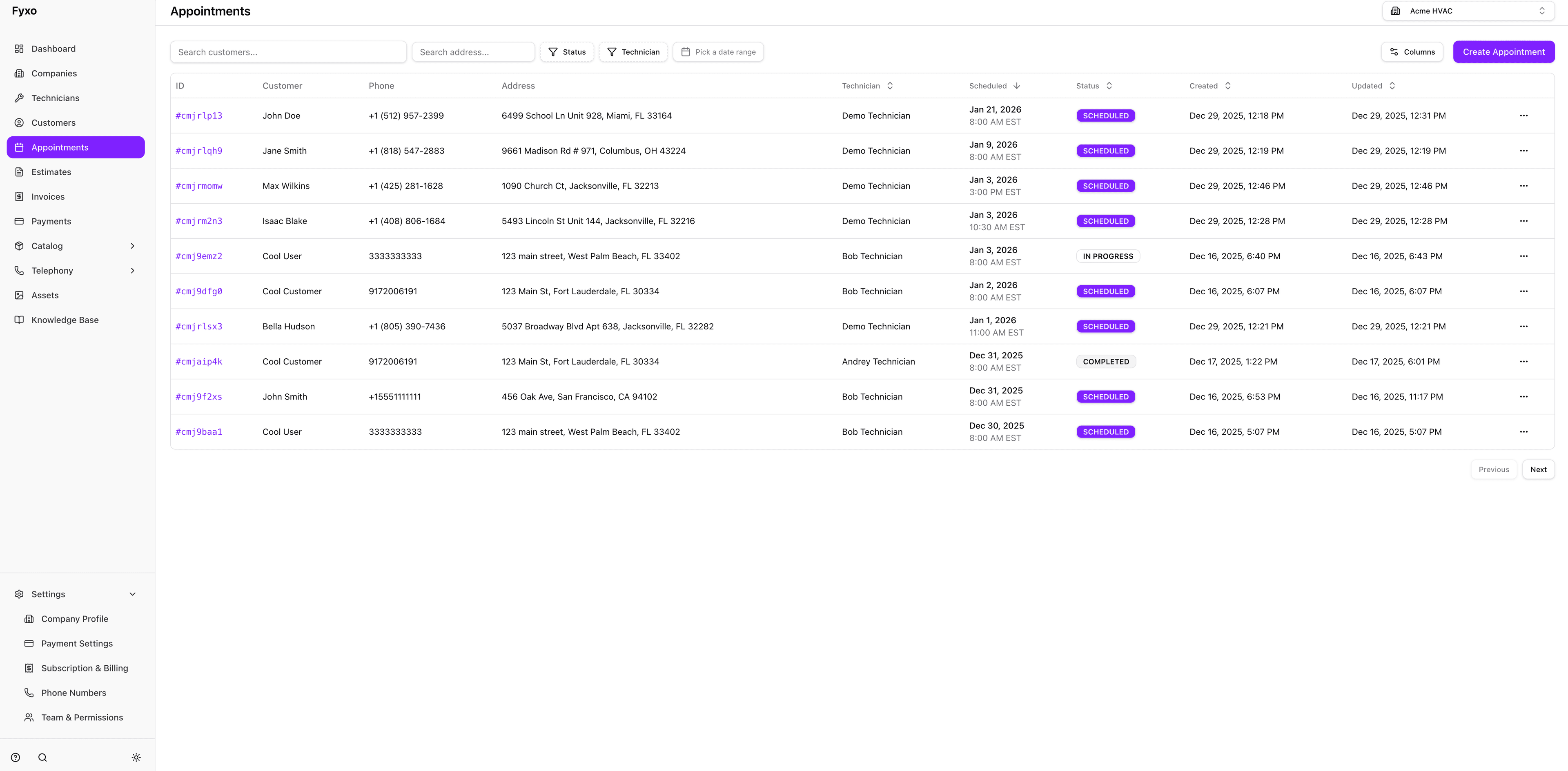 Fyxo Web Dashboard - Appointment Management and Business Analytics